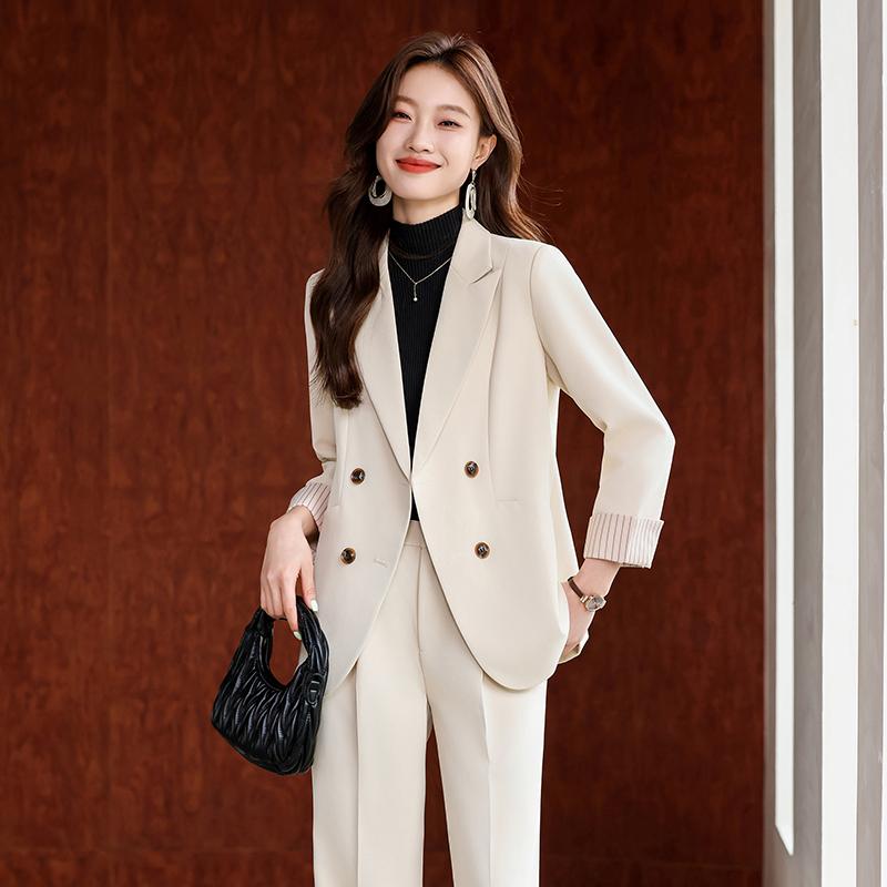 レディース パンツスーツ セットアップ ２点 上着 スーツ襟 ダブルブレスト 黒 オフホワイト ピンク ワイドレッグ エレガント フォーマル 大人おしゃれ 上品 モダン エレガント トレンド