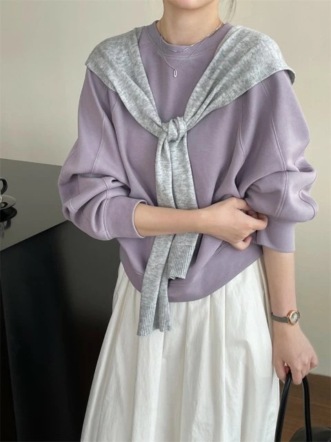 トップス 長袖 パーカー シンプル カジュアル ラウンドネック レディース大きいサイズ レディース きれいめ 半袖 七分袖 五分袖 無地 冬春 cut and sewn