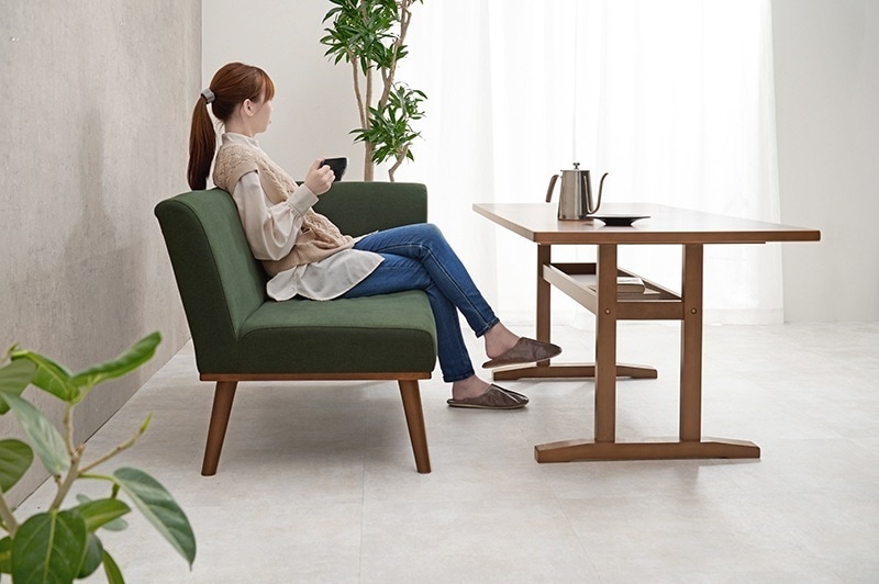 ベンチ ソファ チェア 2人掛け 二人掛け ダイニングチェア 片肘 二人用 2人用 座面高38cm 左肘