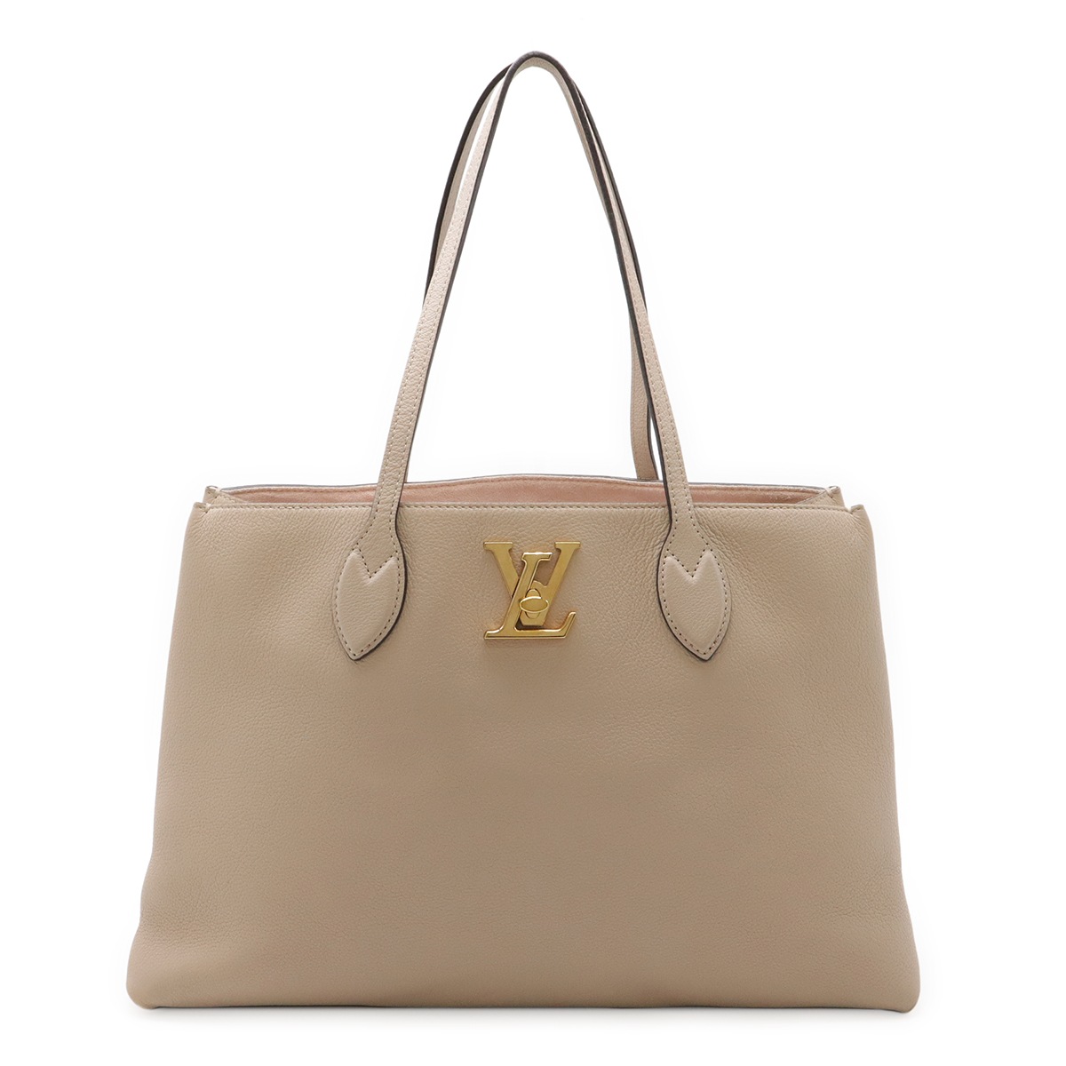 ロックミー ショッパー トートバッグ ショルダーバッグ レザー グレージュ M5734