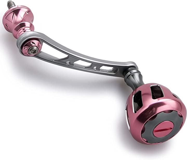 56mm リール ハンドル 32mm ノブ搭載 シマノ ダイワ 通用 スピニングリール Wheel Series ガンメタル＆ピンク(ガンメタル(ハンドル)＆ガンメタル/ピンク()