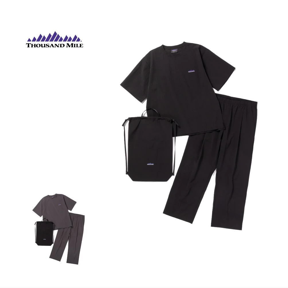 セットアップ ショートスリーブTシャツ&ロングパンツセット ブラック チャコール TM261NP00011