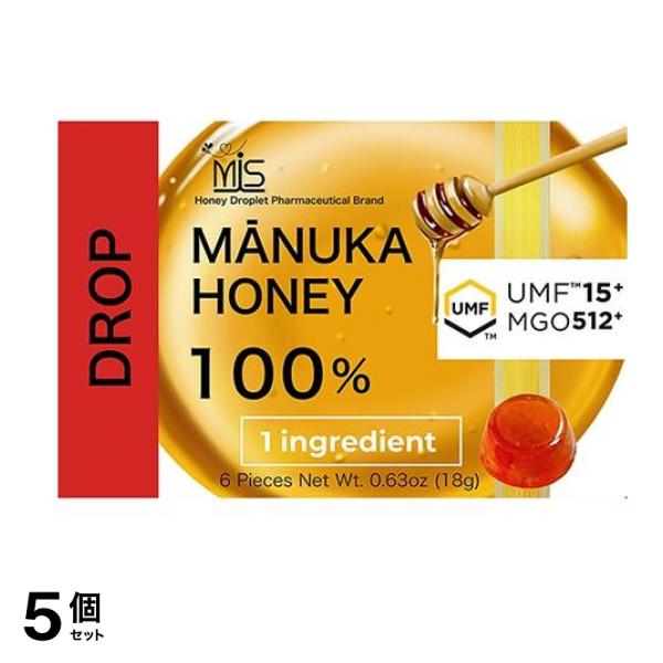 MISマヌカハニードロップ UMF15+ はちみつ飴 6粒入 (18g) 5個セット