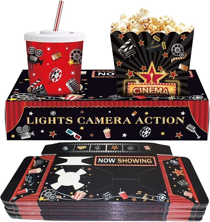 映画 スナックトレイ 使い捨て フードトレイ ボックス 折りたたみ a610(ブラック (48), 通常) 4,687円