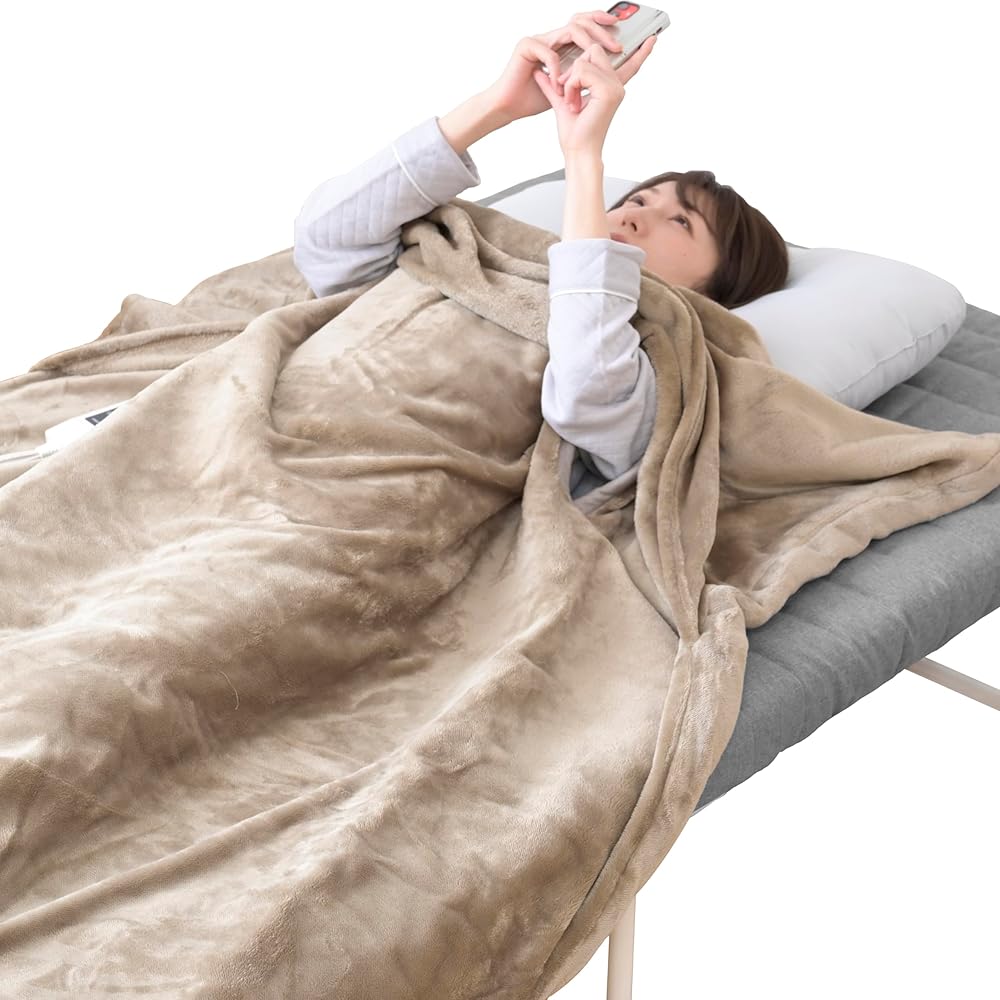 山善(YAMAZEN) 電気毛布 掛け 電気掛毛布 188×130cm 洗える 「毛布に入ったまま両手が自由に使える」 ハンズフリー毛布 ダニ退治機能 室温センサー YMK-SMH60