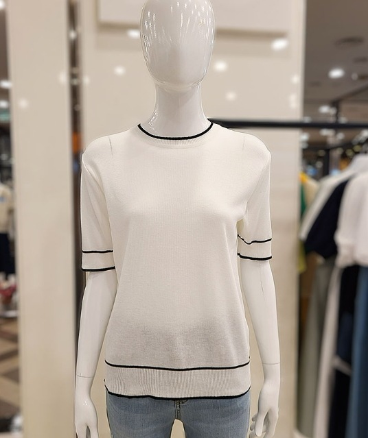 [Maitigi] Back button accentuated short-sleeved knitwear (MM2KN466)