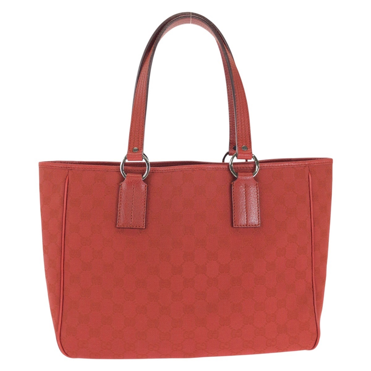 美品 レッド シルバー金具 GGキャンバス/レザー 113017 トートバッグ ショルダーバッグ レディース 410437