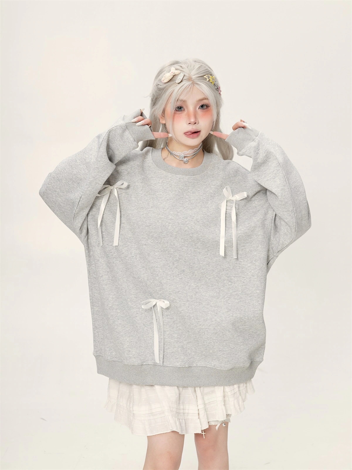 2024秋冬トップス長袖かわいいラウンドネックTシャツレディース韓国風ルーズゆったり無地カジュアルおしゃれサイズシルエットファッションシャツ衣お出かけ