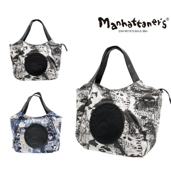 【Manhattaners】71-2491 ムーン 2WAYトートバッグ レディース かばん 斜め掛け 手持ち ブラック 使いやすい 普段使い 猫 おしゃれ ギフト 母の日