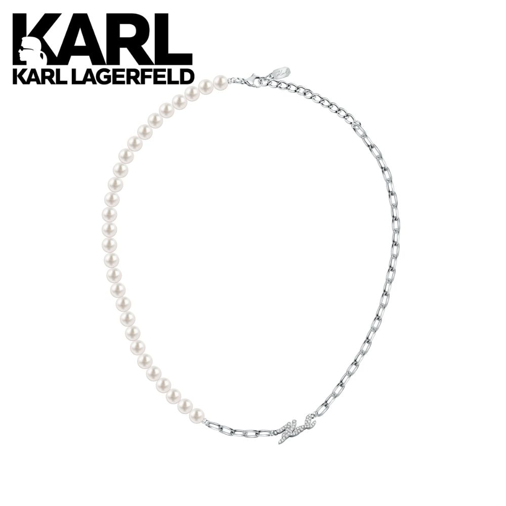KARL LAGERFELD 正規品 ネックレス パール ミックスチェーン レディース シルバー ロジウム仕上げ カールラガーフェルド アクセサリー ギフト プレゼント 成人 卒業 入学