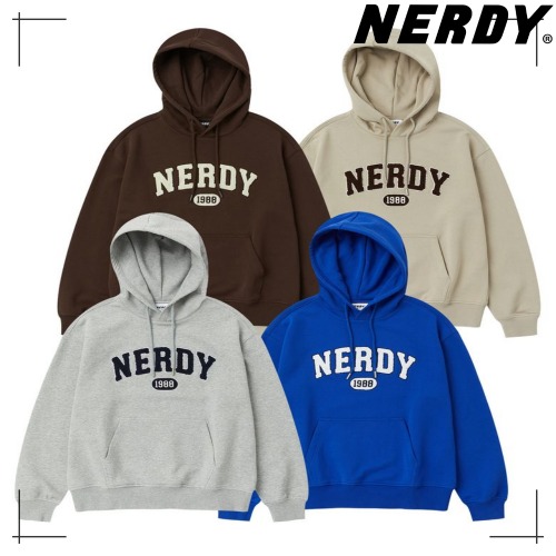 NERDY公式正規品 フードトレーナー Bukle Arch Logo Pullover Hoodie