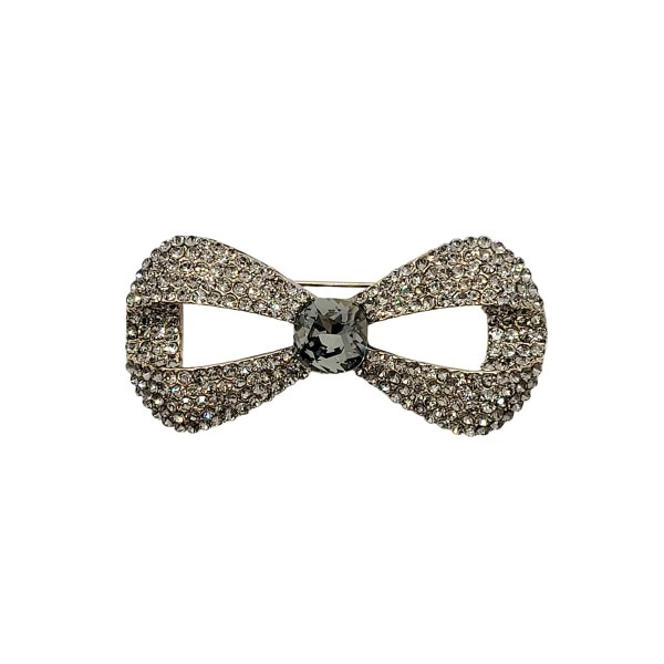 フェミニンリボンクリスタルブローチ