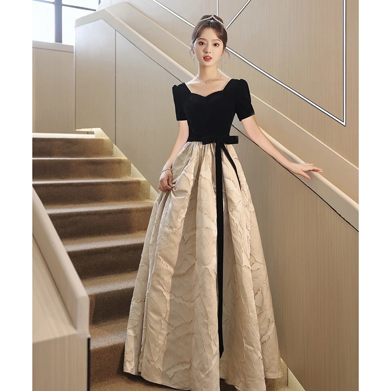 【2枚購入で 3oo円OFF】女性のためのドレスブラックボーカルミュージックアート試験大人のセレモニーホストパフォーマンスドレス