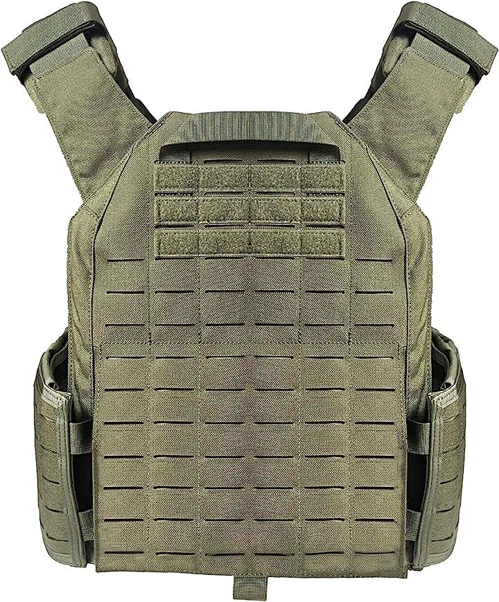 タクティカルベスト 軽量 プレートキャリア サバイバルベスト MOLLE モール サイズ調整可 1000Dナイロン素材 レーザー切断(レンジャーグリーン)