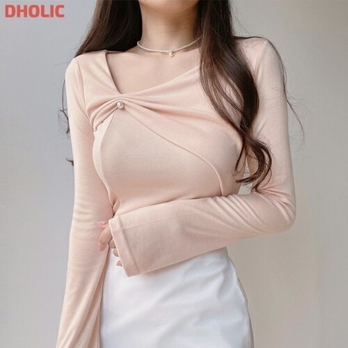 [メガ割りSALE]エコパールブローチドレープTシャツ