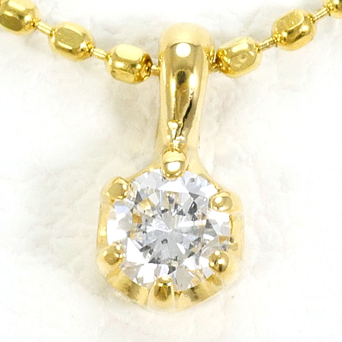K18 18金 YG イエローゴールド ネックレス ダイヤモンド 0.07 ct 総重量約1.4g 約40cm 中古