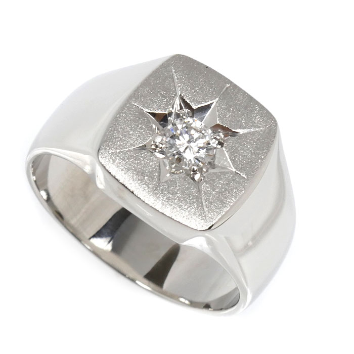 Pt900プラチナ リング・指輪 ダイヤモンド0.32ct 22号 23.0g メンズ 中古 美品
