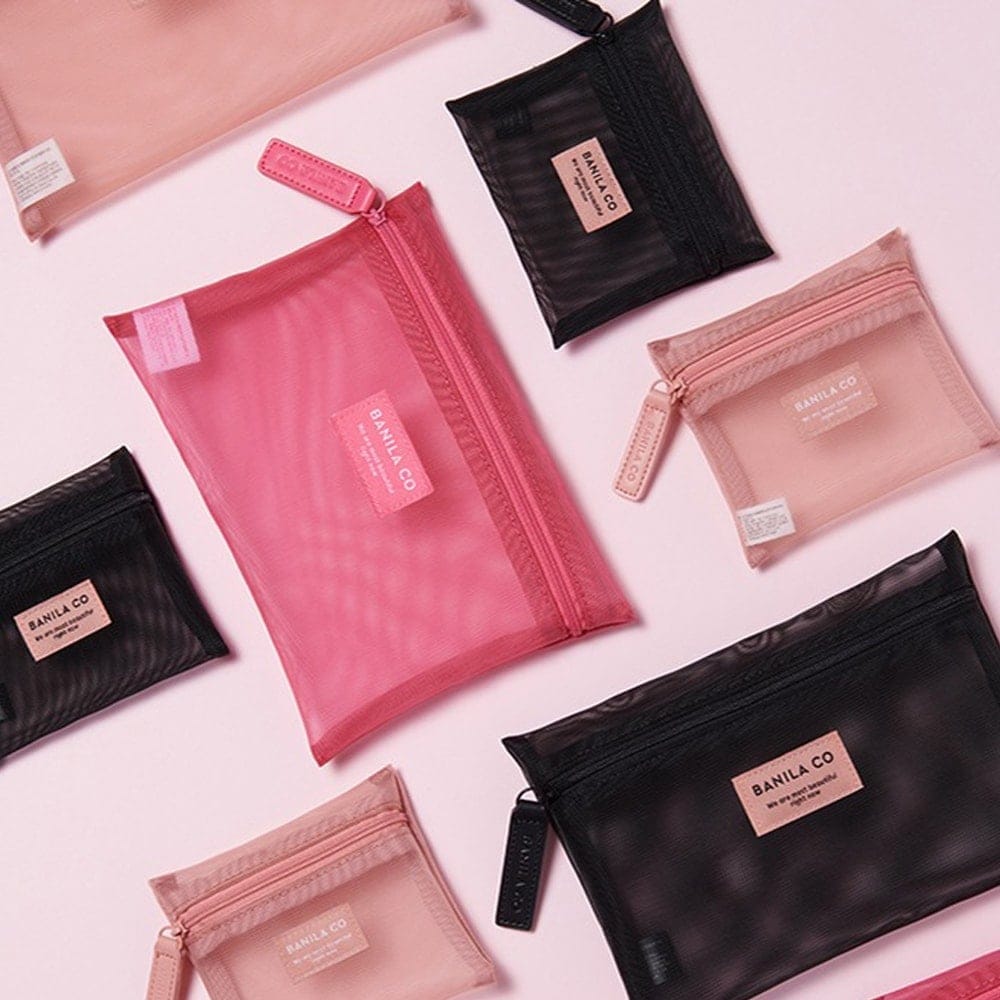 【1つ買うと10つ無料】化粧ポーチメッシュメイクポーチ2点セット 3colors 小物入り化粧ポーチ化粧ポーチ-大容量