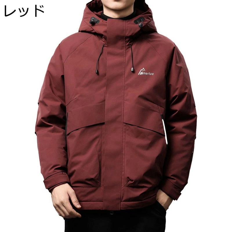 ダウンジャケット メンズ アウトドアジャケット アメリカン レトロ フード付き 厚手 防風 防寒 保温 冬用 オーバーサイズ 暖か 冬服 カジュアル 日常 旅行 ブルゾン