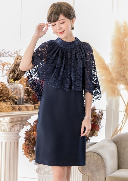 1727. レーストップスドレス（ネイビー）2019 春夏 sale 結婚式 二次会 パーティー お呼ばれ 女子会 レストラン 発表会