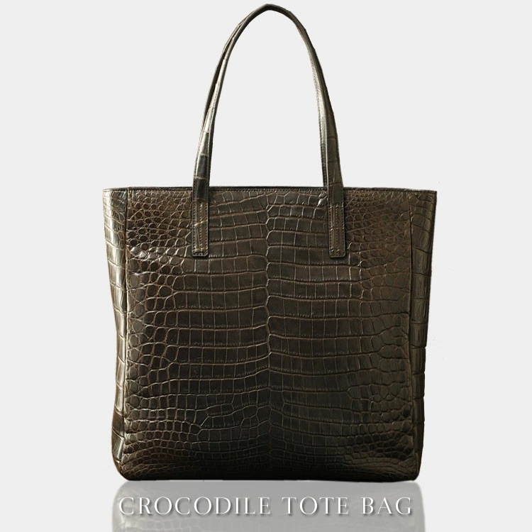 クロコダイルマット加工トートバッグ/レディース『クロコダイル保証書付き』