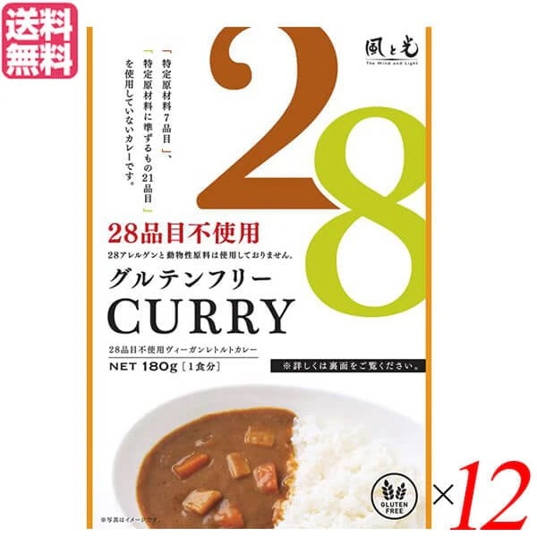 カレー レトルト ヴィーガン 風と光 28品目不使用ヴィーガンレトルトカレー 180g 12個セット
