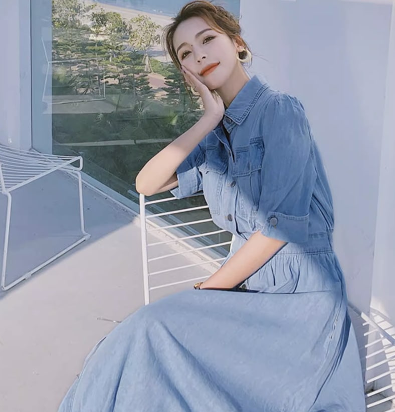 ワンピース デート モテアイテム デニムワンピース シャツワンピ ウエスト 綿 コットン 大人可愛い きれいめ 上品 おしゃれ かっこいい 大人可愛い ラブリー キュート ガーリー クール モード系