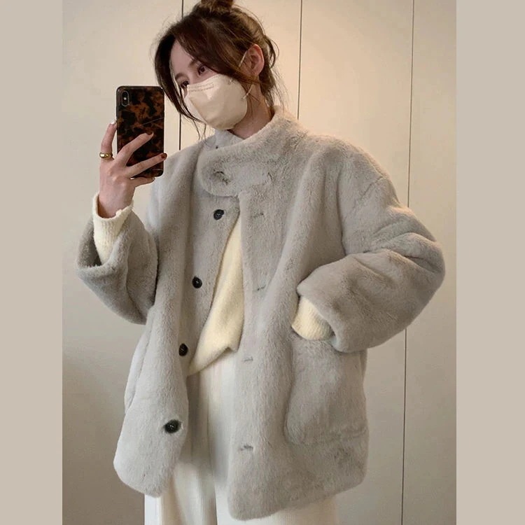 秋冬 毛皮アウター 気質 流行り もこもこ コート レディース 韓国ファッション 厚手 防寒 暖かい ジャケットファーアウター 冬 百掛け 通勤 トップス 裹起毛30%までに制限