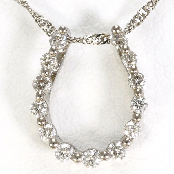 K18 18金 WG ホワイトゴールド ネックレス ダイヤ 0.14 約40cm ジュエリー 中古