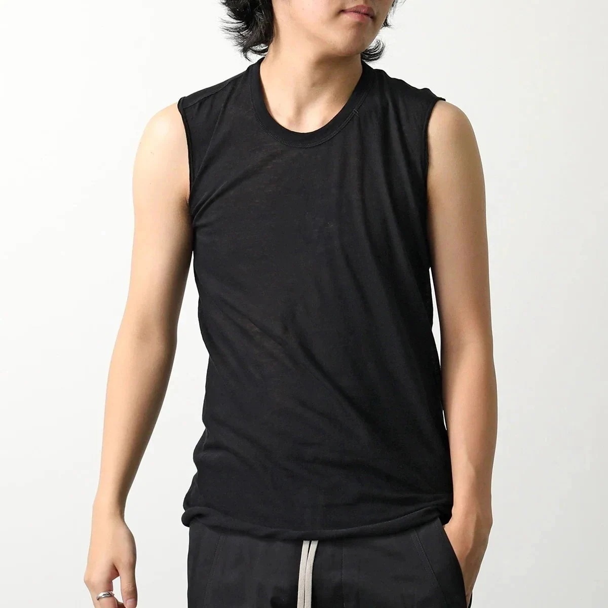 Rick Owens リックオウエンス ノースリーブ BASIC SL T ベーシック RU01E5151 UC メンズ セミシアー コットン クルーネック ト