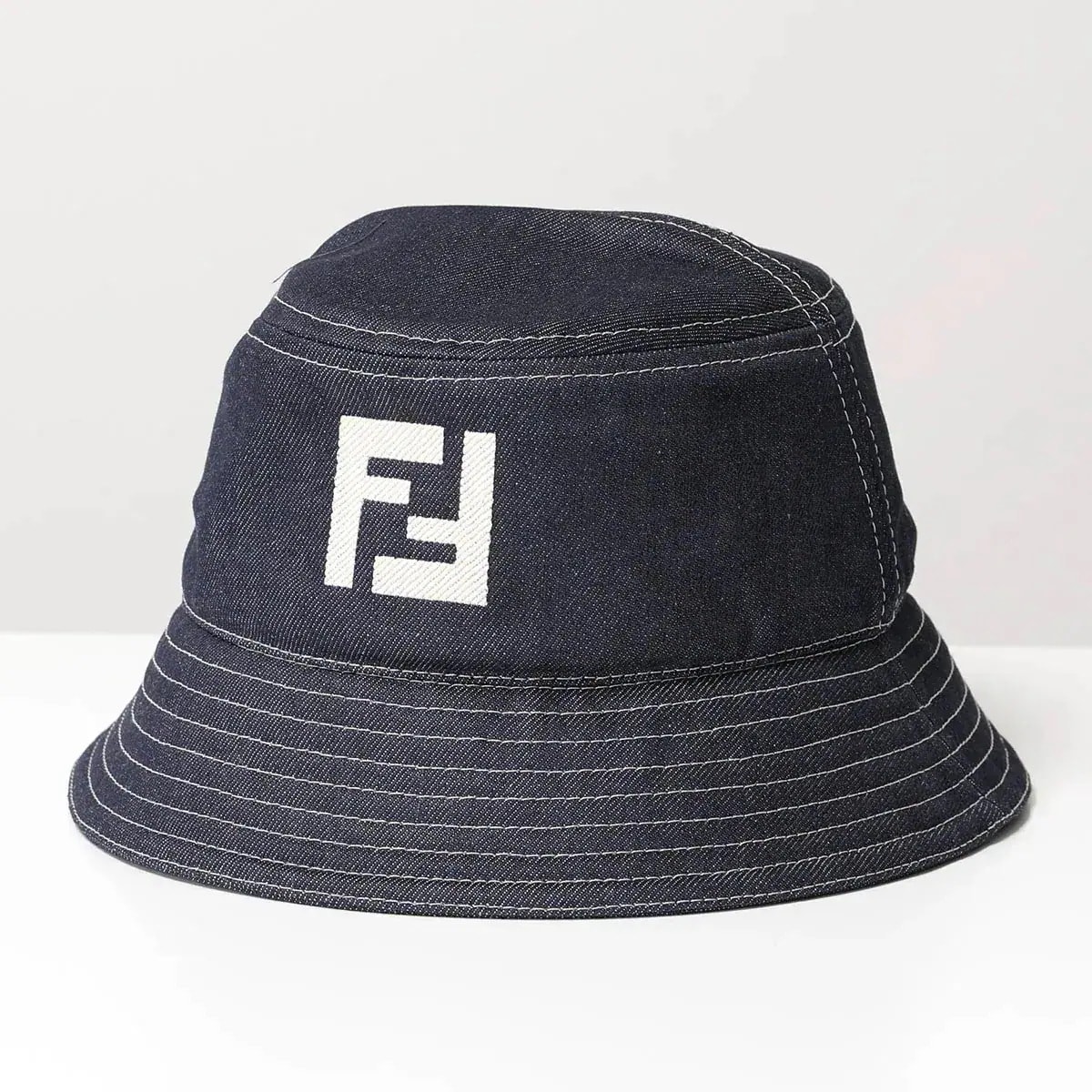 FENDI フェンディ バケットハット FXQ958 ARR1 メンズ デニム FFロゴ ジャガード 帽子 F0QA2/BLUE 【mega】