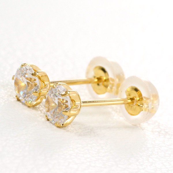 K18 18金 YG ピアス ジルコニア ジュエリー 中古