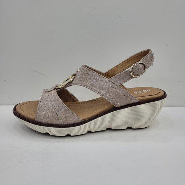 女性用 履きやすい 金属装飾 ウェッジ ストラップ サンダル YACMSD822PI_US