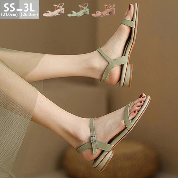 【早い者勝ち！】本革 サンダル レディース ストラップ ヒール4.5cm ストラップサンダル 太ヒール ローヒール おしゃれ 痛くない 歩きやすい キレイめ 旅行 オフィスカジュアル 春 夏 美脚 9,389円