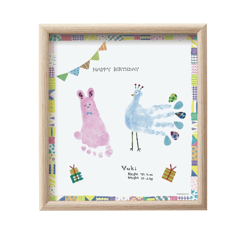 （まとめ買い）First Art 手形/足形アート 制作キット 色紙サイズ ウサギとクジャク HPSK-SB/H-1 [x3]