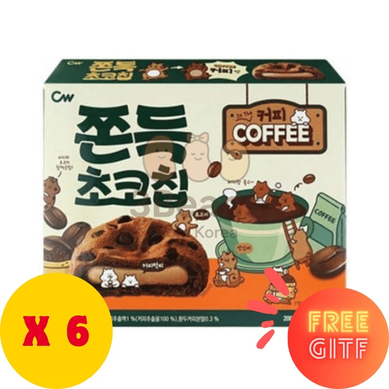 清友 もちもちチョコチップコーヒー 6個セット 大容量 韓国お菓子 人気おやつ チョコチップ コーヒー もちもち まとめ買い 個包装