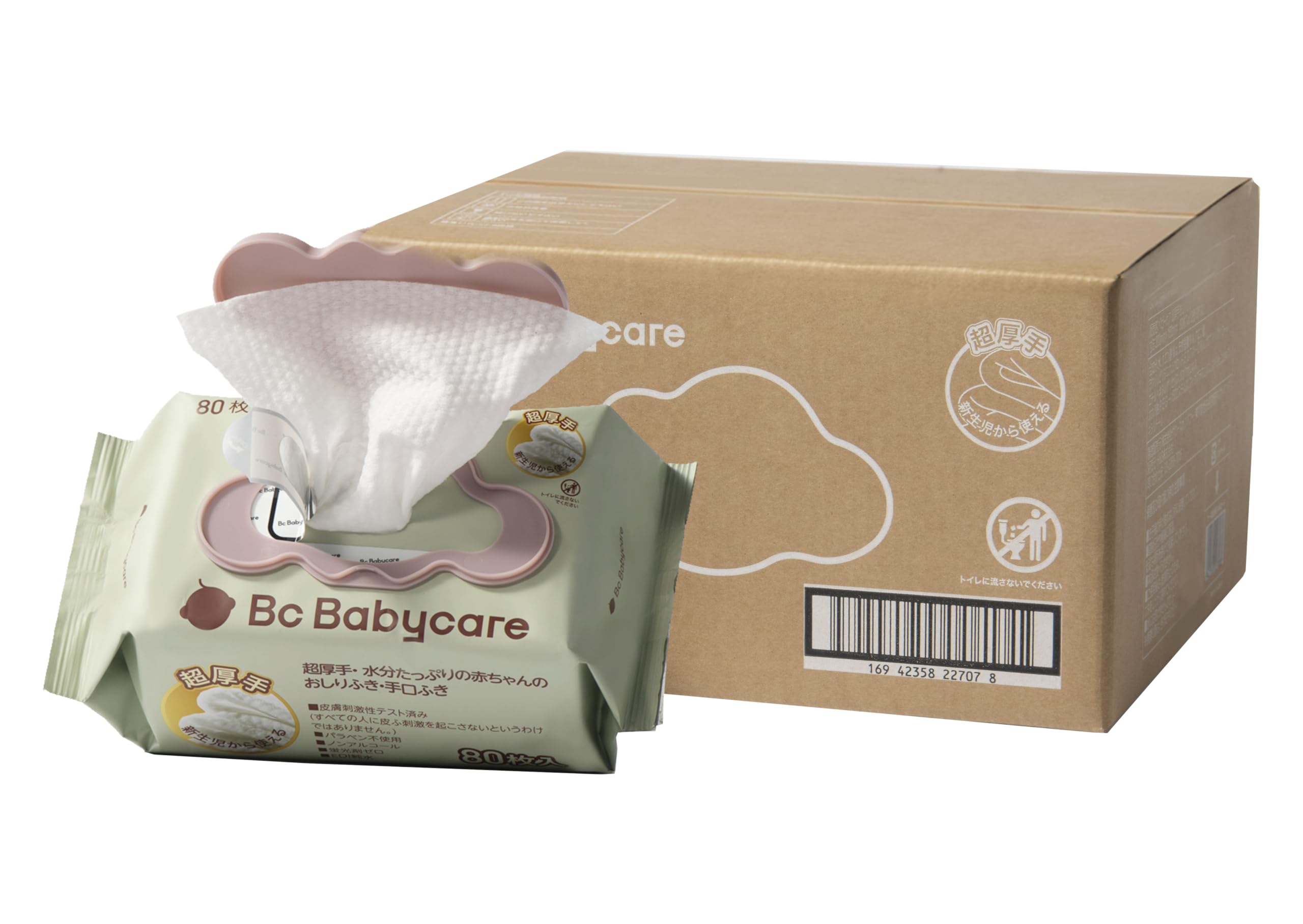 【bc babycare】おしりふき 80枚入り 12パック 純水99.9% 赤ちゃん お尻拭き 厚手 ウェットティッシュ ウェットワイプ 手口ふき 蓋付 無添加 5,443円
