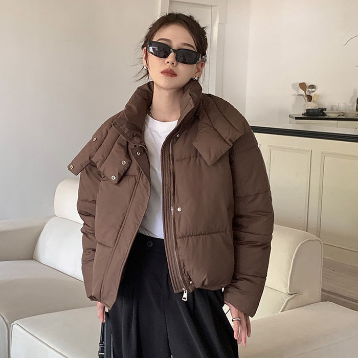 中綿コート ショート レディース ジャケット 大きいサイズ コート 上着 アウター きれいめ 中綿ジャケット 襟付き 取り外し可能 軽い 厚手 秋 冬 冬服 白 黒 暖かい 防寒 前開き 着痩せ 韓国