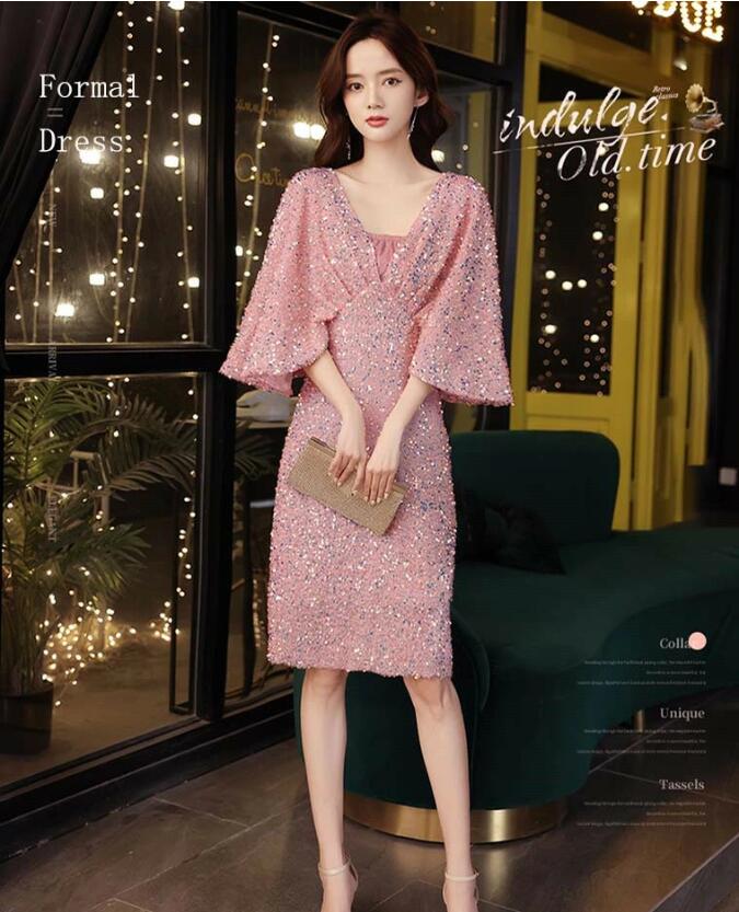 イブニングドレス ピアノ発表会 ドレス パーティードレス フォーマル カクテルドレス 演奏会ドレス スパンコール キラキラドレス 母親 体型カバー 着痩せ ブライズメイド ドレス 結婚式ドレス 大きい