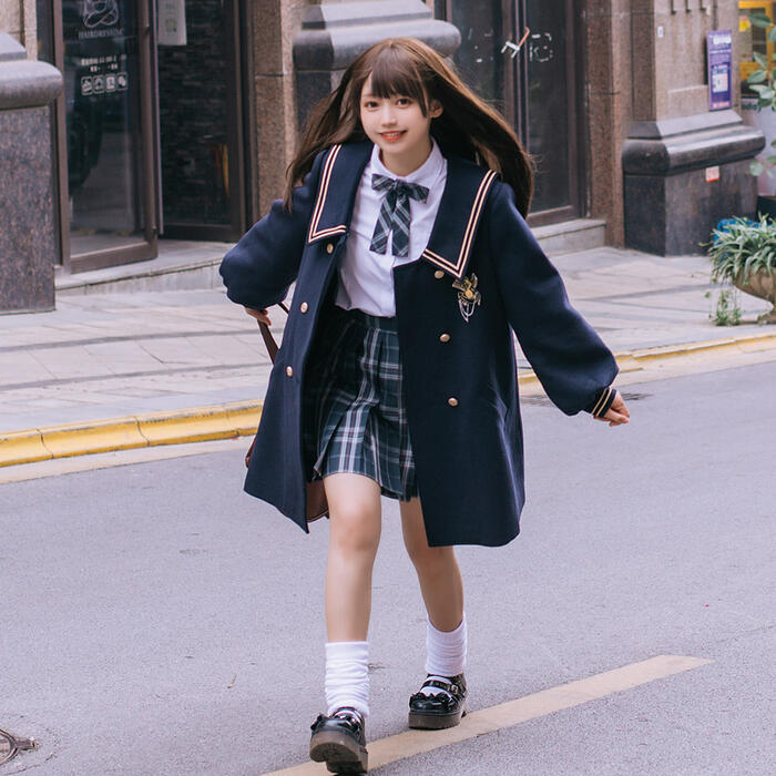 【急速出荷】ロリータ 学園風 ラシャコート トレンチコート Pコート レディース セーラー 日常 可愛い 厚手 あったか JK 秋冬 制服 女子高生 通学 防寒 女の子 チェスターコート コスプレ コ
