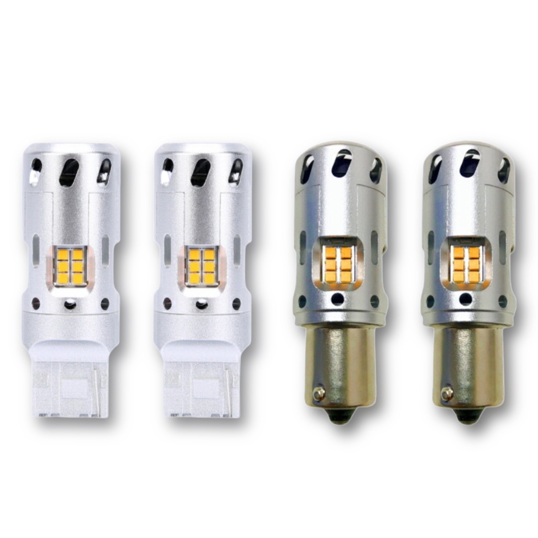 LEDウインカー ハイフラ抵抗内蔵バルブ T20ピンチ部違い S25 150ピン角違い アンバー ハイフラ防止 ウインカーバルブ キャンセラー内蔵 ステルス 業界初 冷却 ファン内蔵 2