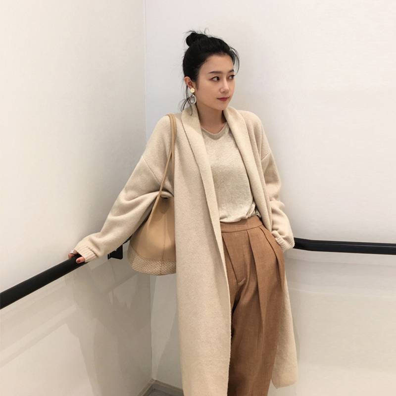 ニットコーディガン レディース カーディガン ロング丈 リブ袖 ボリューム袖 ドロップショルダー 無地 アウター 上着 羽織 大人可愛い きれいめ シンプル カジュアル ラフ ルーズ 抜け感 ナチ