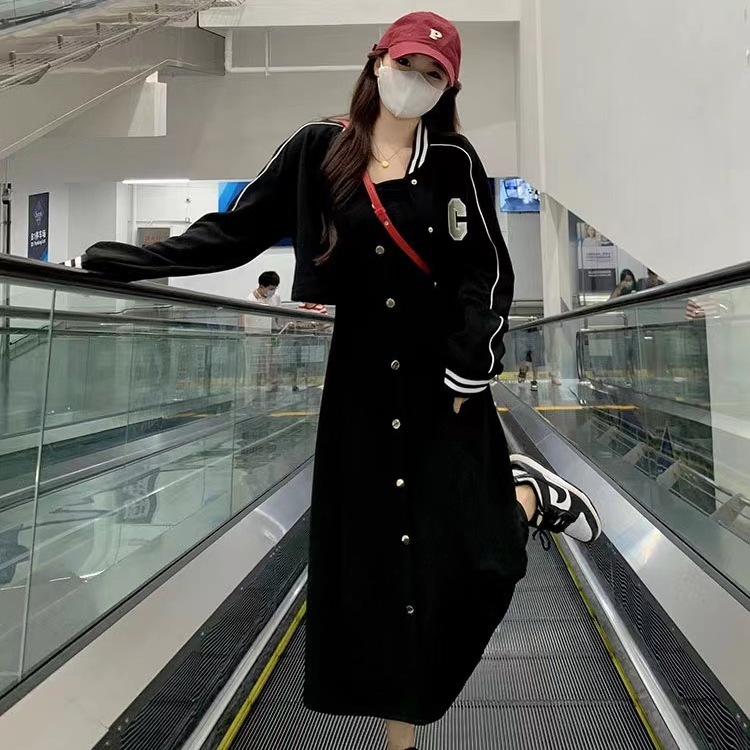 ドレススーツレディース 5 秋スリム韓国カレッジスタイル甘辛ショート野球ユニフォームジャケットサスペンダースカート 5,110円