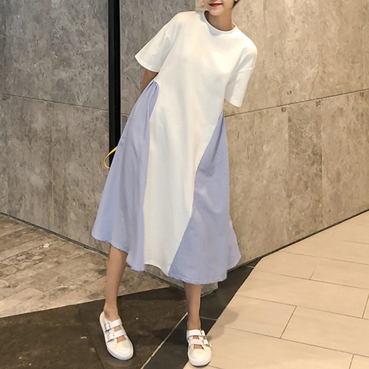 OH0066 ドッキングTシャツ ワンピース 2色