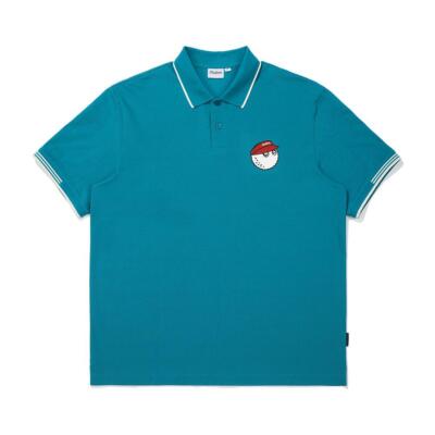 Malbon Golf純正 Mサイズ ベーシックピケポロシャツ ピーコックグリーン（メンズ）