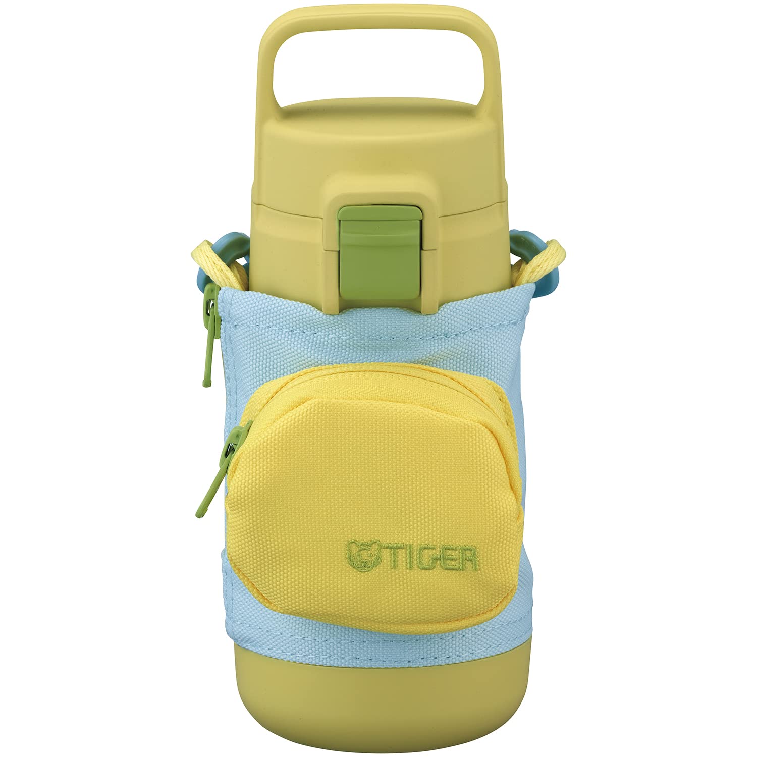 【食洗機対応】タイガー 水筒 350ml 手ぶらでおでかけ マルチポケット付きボトル 女の子 男の子 ワンタッチ 洗いやすい 広口 ハンドル付き サステナブル リサイクル素材 親子コーデ ステンレスボ