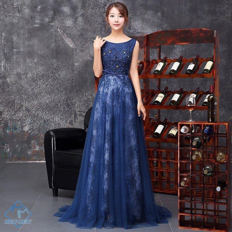 カラードレス ネイビー 結婚式 安い イブニングドレス 花嫁 ロングドレス パーティードレス 演奏会