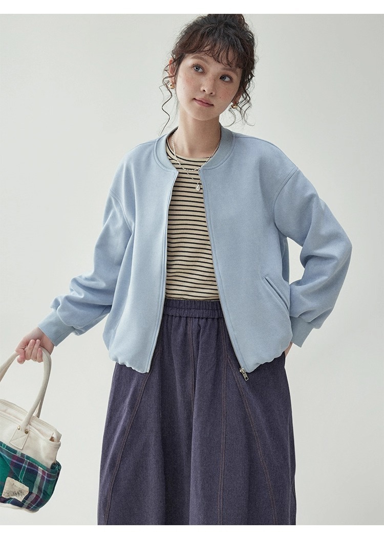 レディース コート ブルゾン アウター ウール ショート ラウンドネック ファスナー 厚手 かわいい 大人可愛い きれいめ シンプル 上品 おしゃれ こなれ感 ラフ エレガント 主役級 キュート