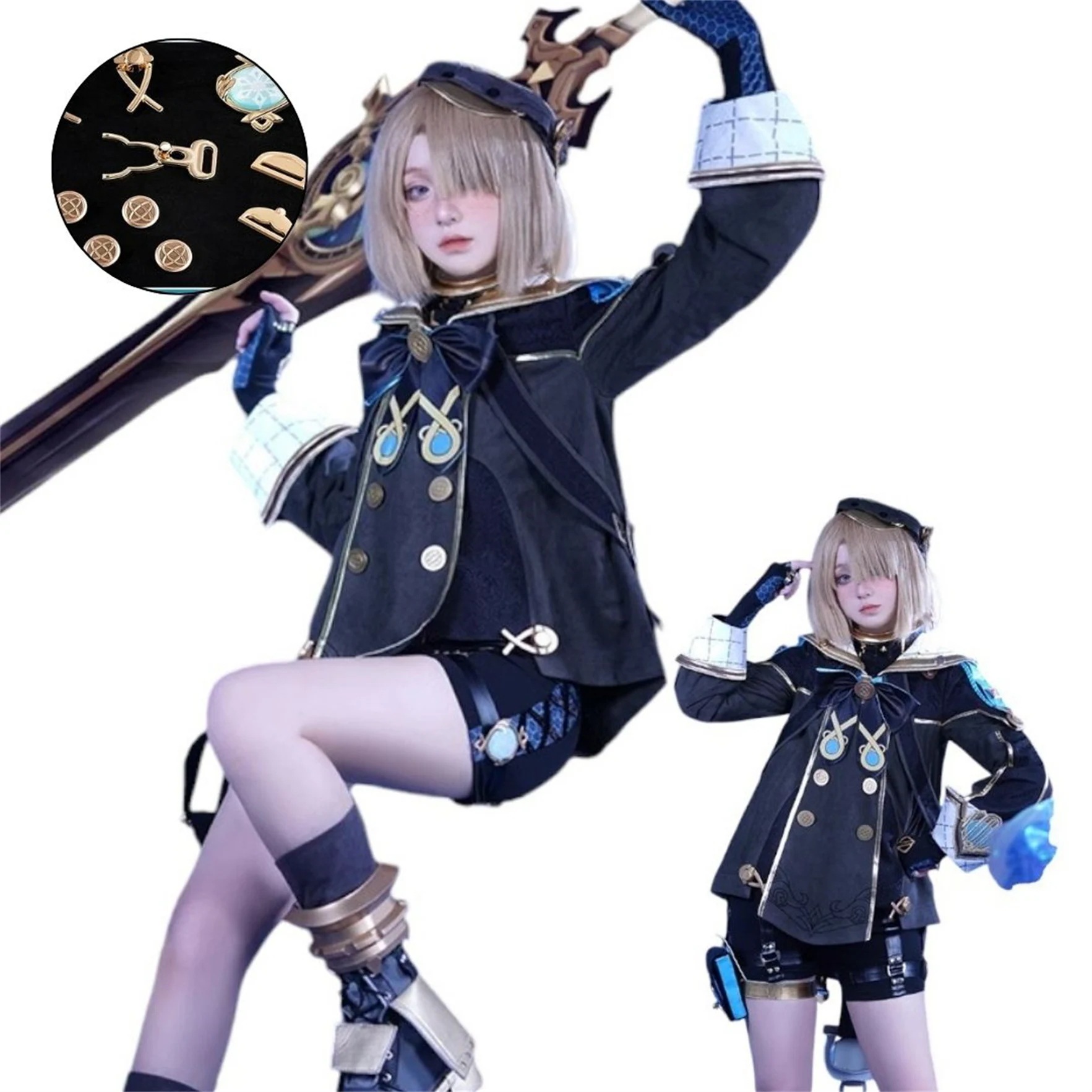 原神 フレミネの衣装 コスプレ　氷の肌　原神　金属パーツ　1:1金属神の目　帽子付　夢想の海を沈んで 豪華 原神 フレミネの衣装 コスプレ　氷の肌　原神　金属パーツ 11,589円