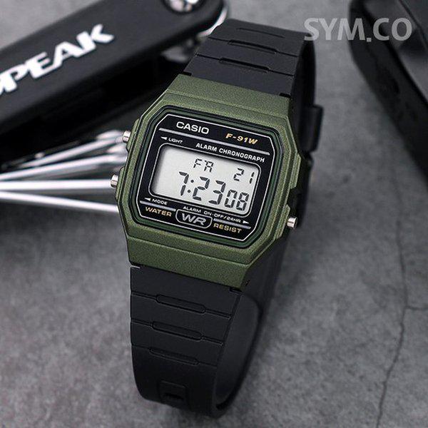 F-91WM-3A 軽量スリム兵士軍用電子スポーツ男性ウレタン時計 d